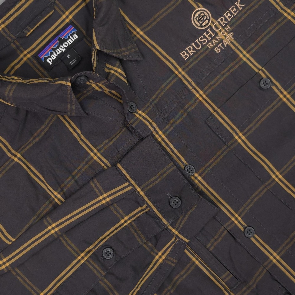 Patagonia Shirt Mens Medium Gray Plaid Long Sleeve Brush Creek Ranch Staff